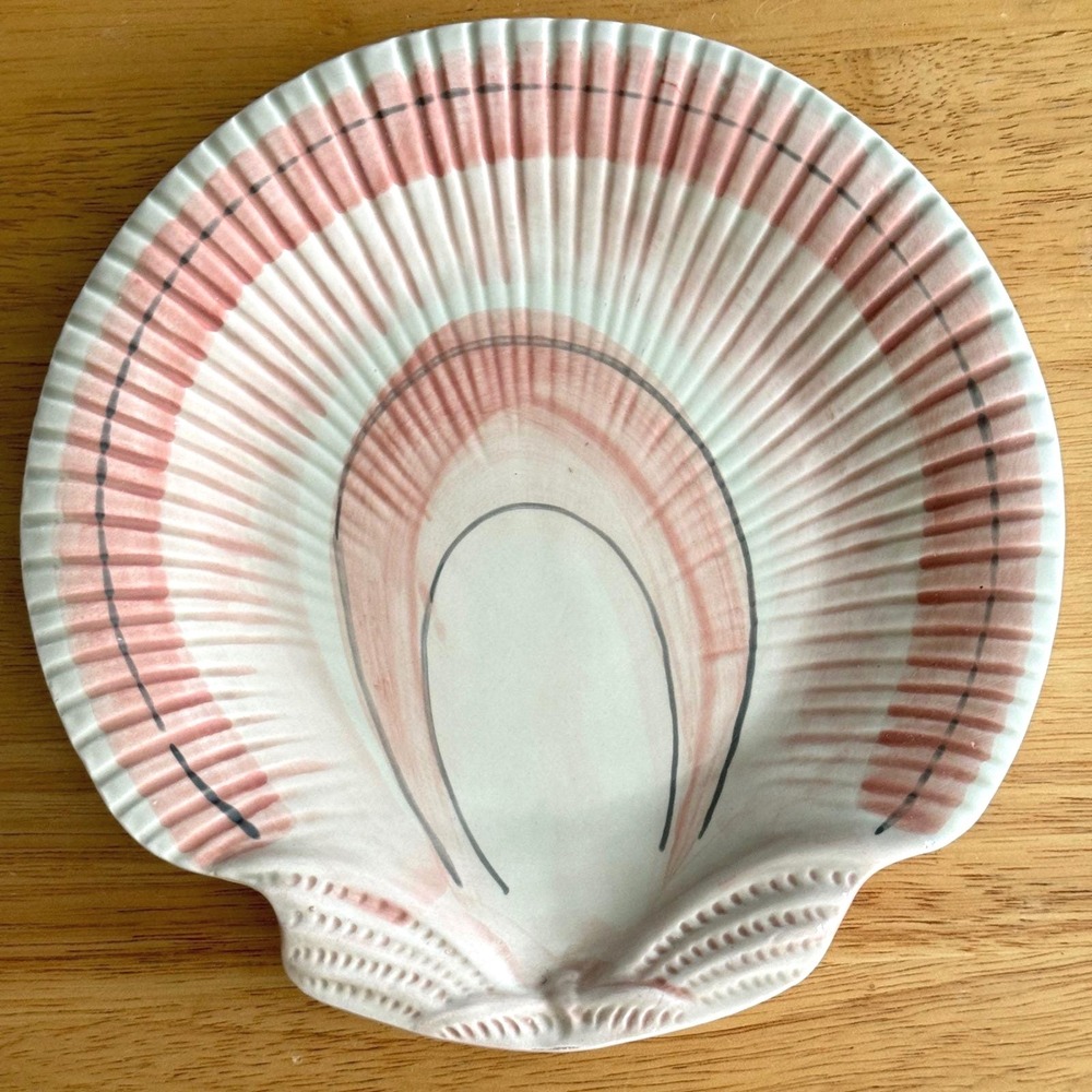 Vtg 1981 Fitz and Floyd Coquille Pink Scallop Shell Dish Grandmillennial Beachy